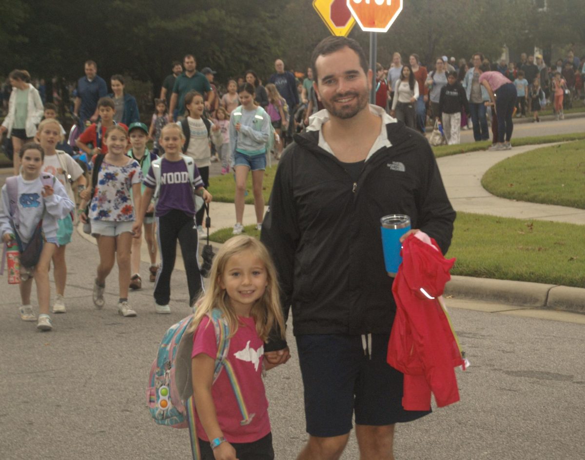 Student walking to school on Walk 2 School day