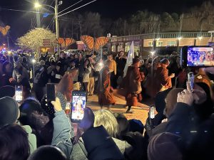 Venerable Monks walking into Jordan-Matthews High School on Jan. 21
